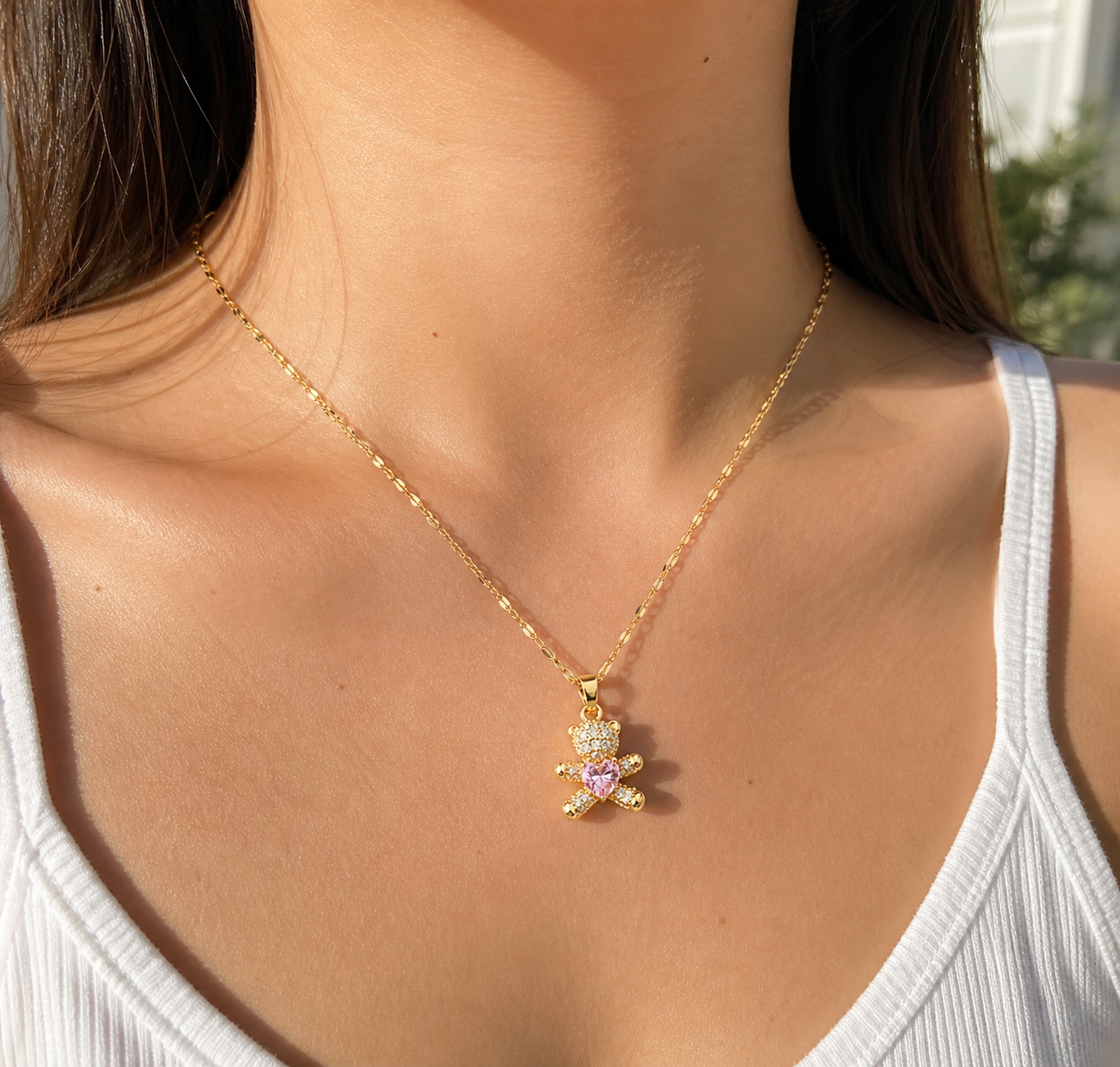 Crystal bear necklace