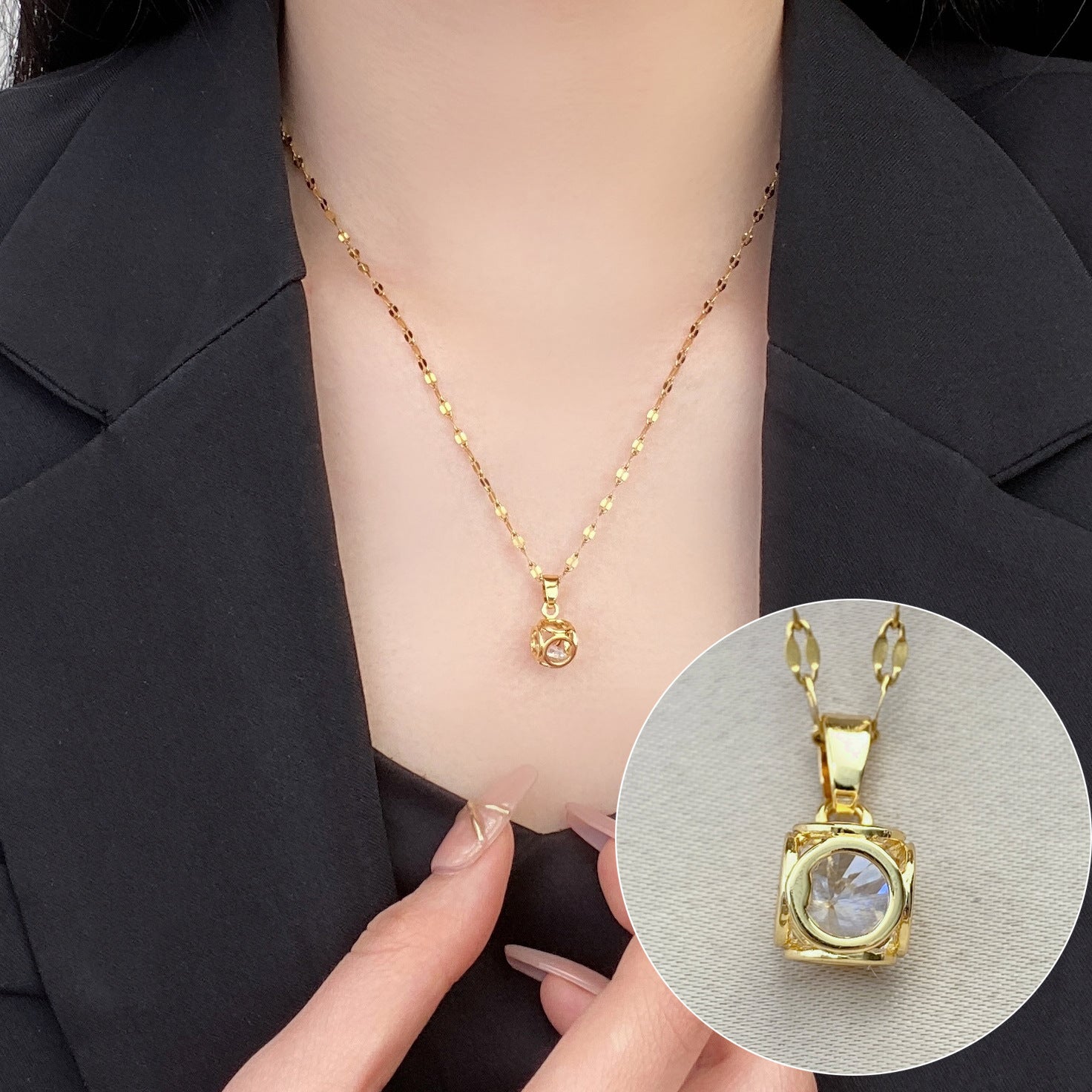 cubical crystal necklace