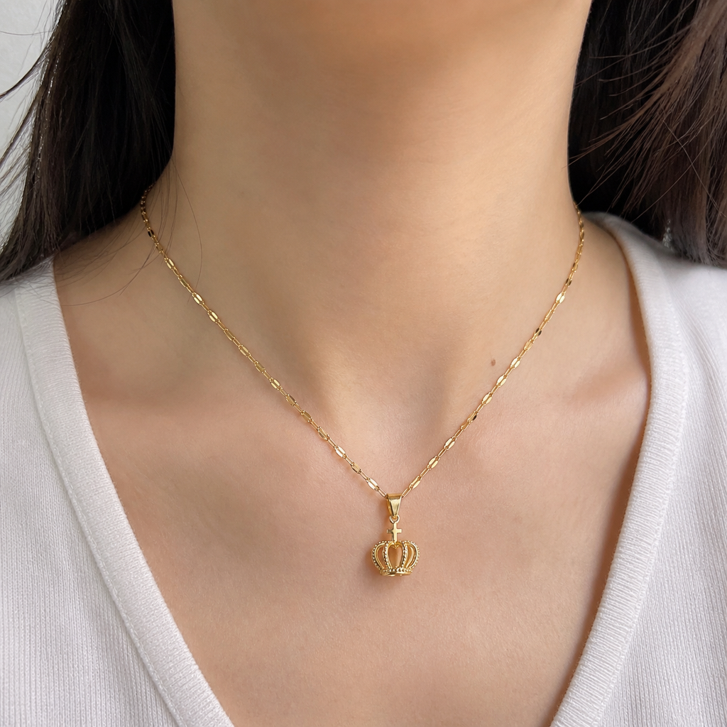 Golden Crown pendant necklace