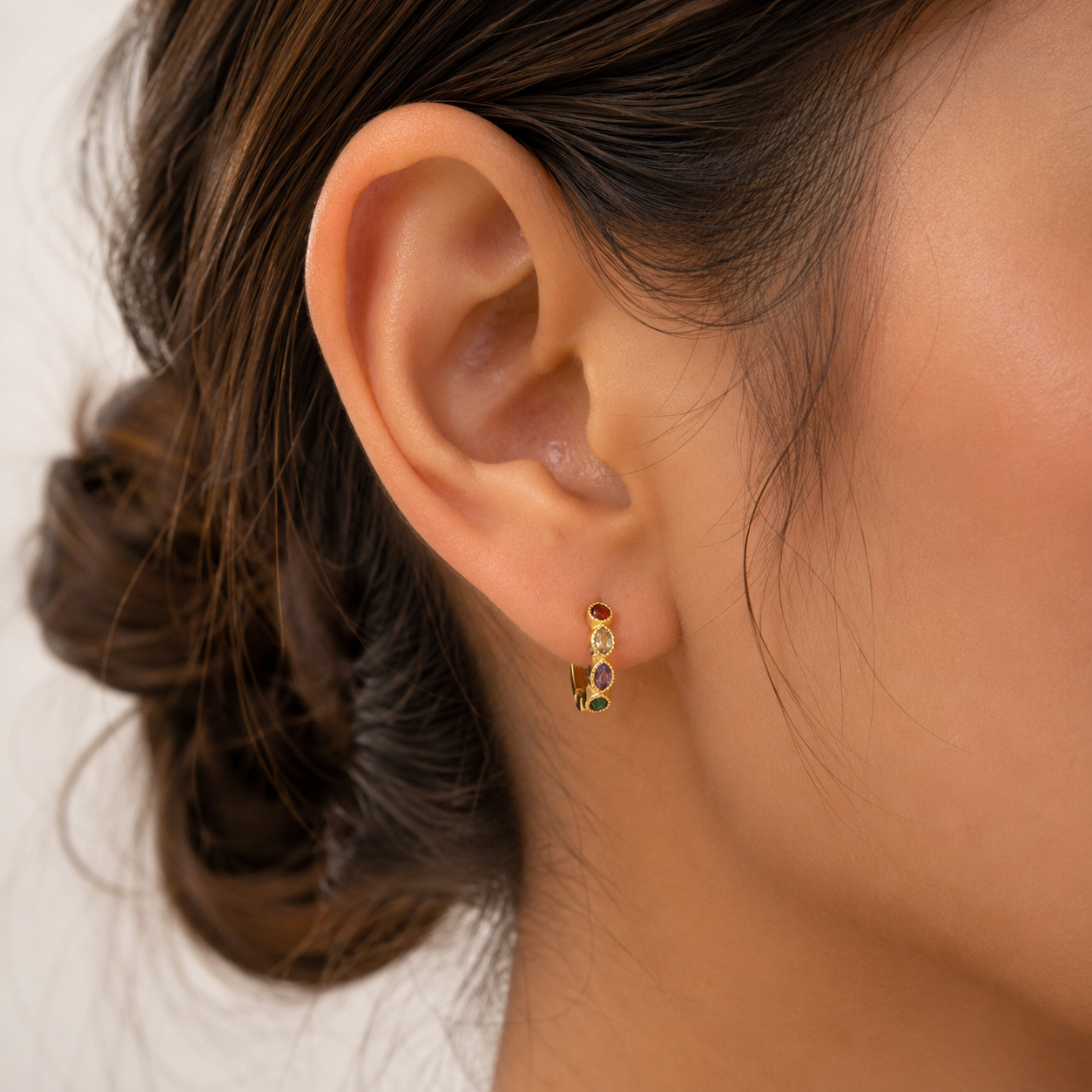Multicolor Marquise Huggies- 14K Gold Filled