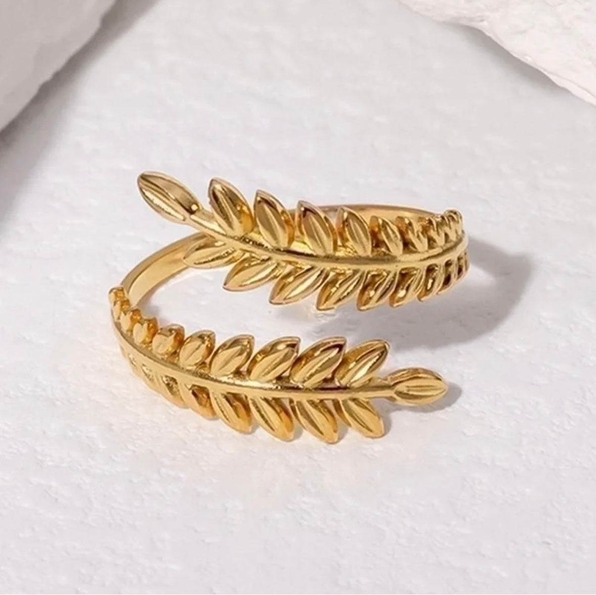 Elegant Retro Geometric Leaf Heart Open Rings - 18K Gold Plated
