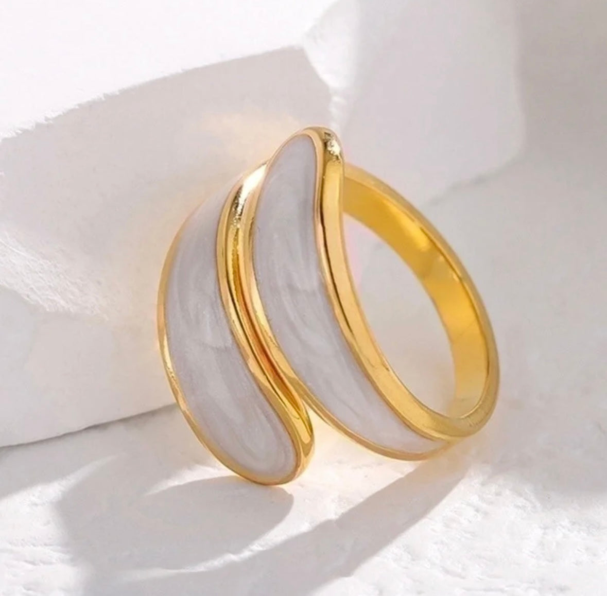 Elegant Retro Geometric Leaf Heart Open Rings - 18K Gold Plated