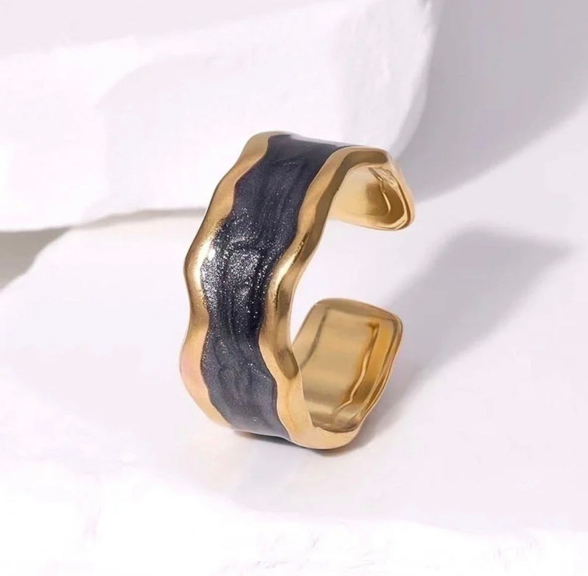Elegant Retro Geometric Leaf Heart Open Rings - 18K Gold Plated