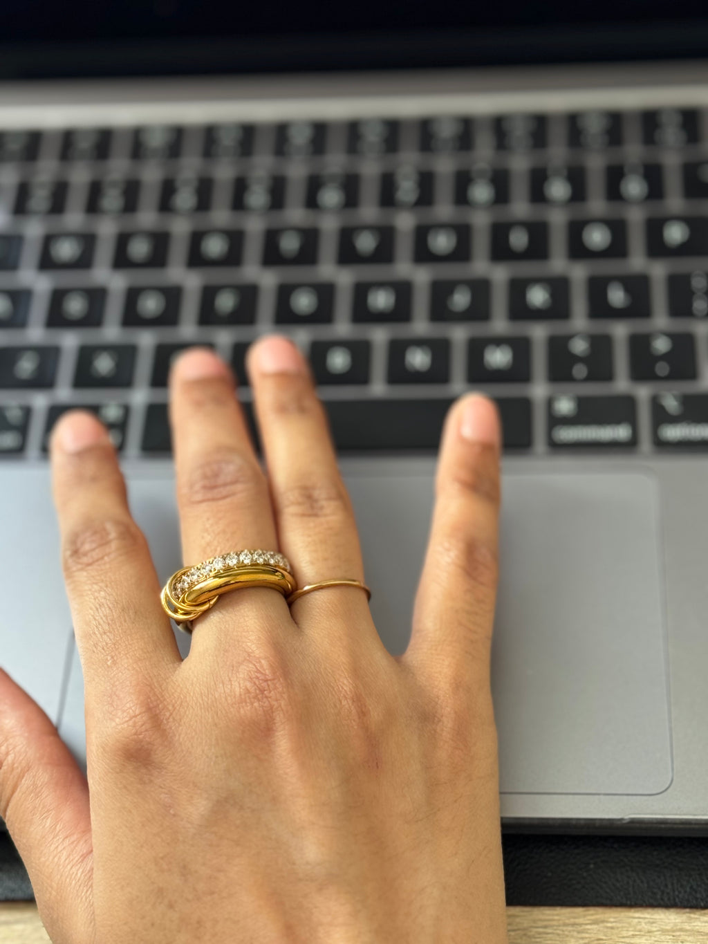 18K Gold Geometric Rings with Zircon Inlay - Waterproof & Non-Tarnish