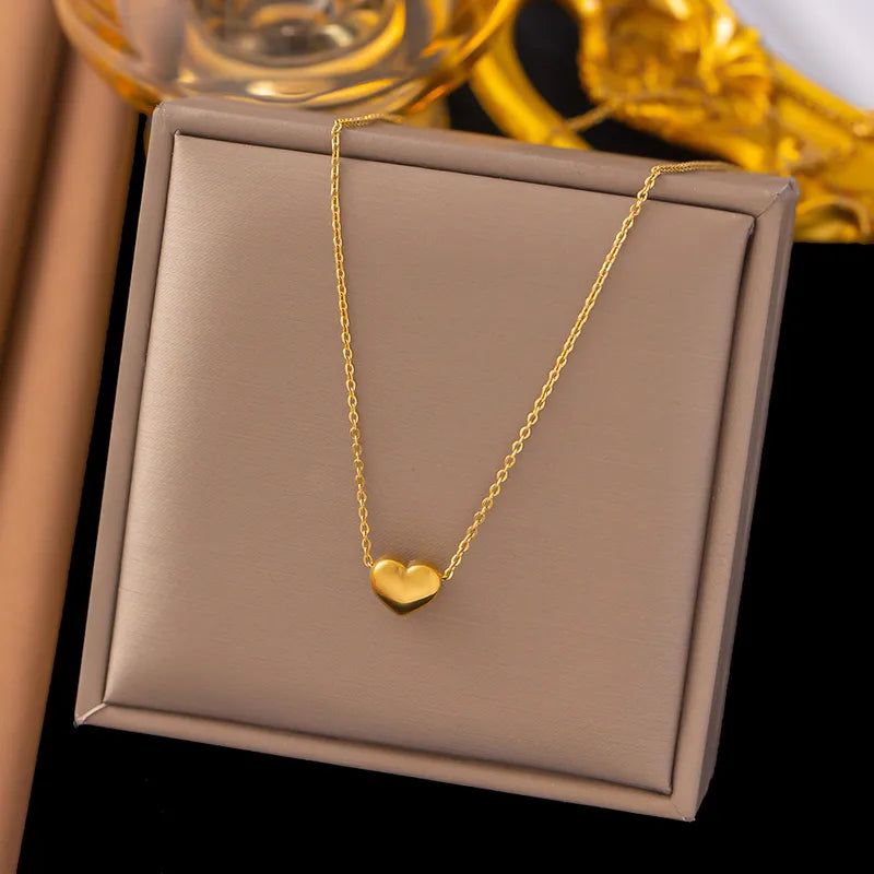 PVD Gold Geometric Titanium Steel Pendant Necklace