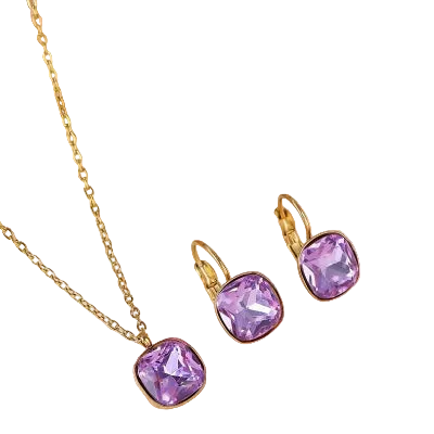 18K Gold Geometric Stainless Steel Jewellery Set - Earrings & Necklace