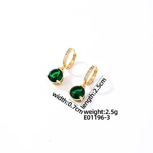 Emerald Green Zircon Drop Hoops