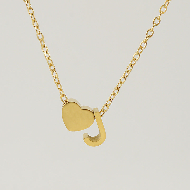 Stylish Letter Pendant Necklace - Gold Plated 18k