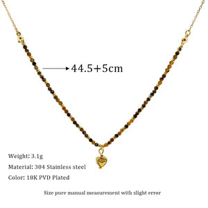 U-Shape Tiger Eye Stone Titanium Steel Necklace - Luxurious Fashion Jewelry
