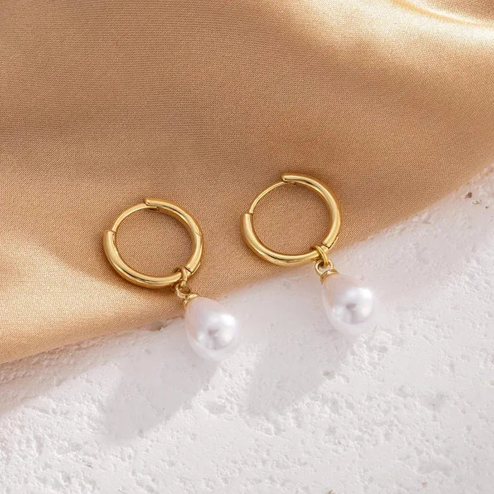 18K Gold Geometric Drop Earrings - Waterproof & Non-Tarnish