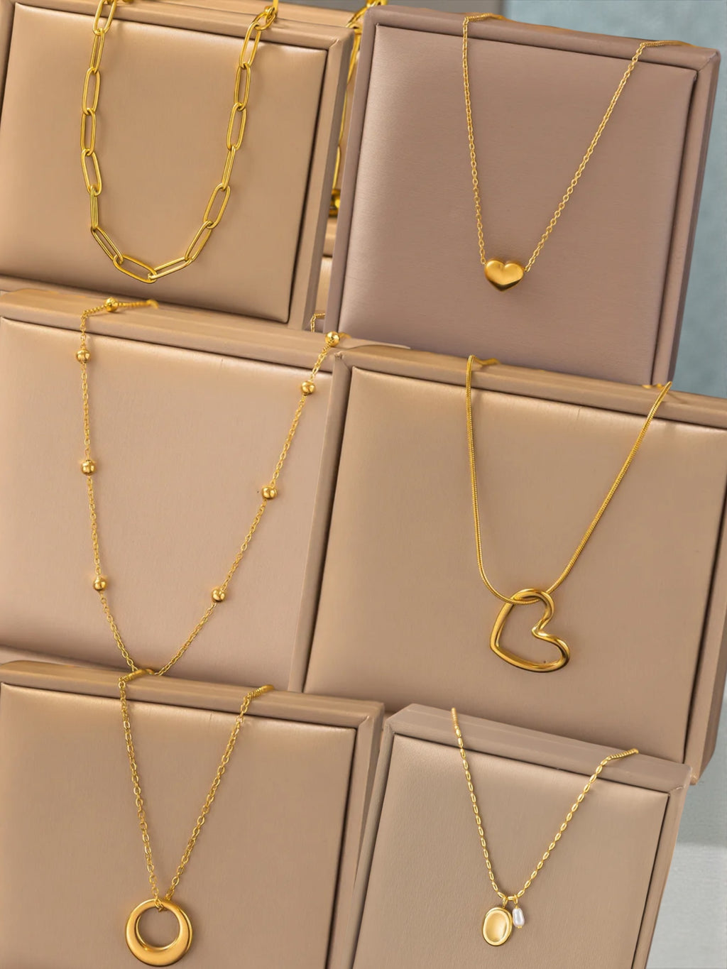 PVD Gold Geometric Titanium Steel Pendant Necklace