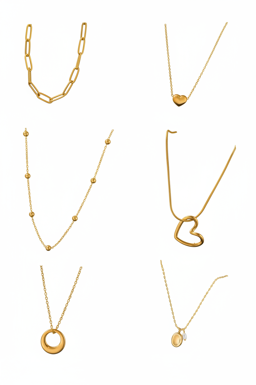 PVD Gold Geometric Titanium Steel Pendant Necklace