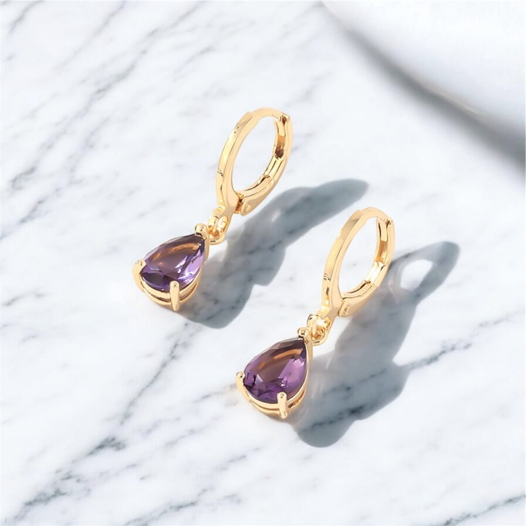 Drop Earrings-Purple