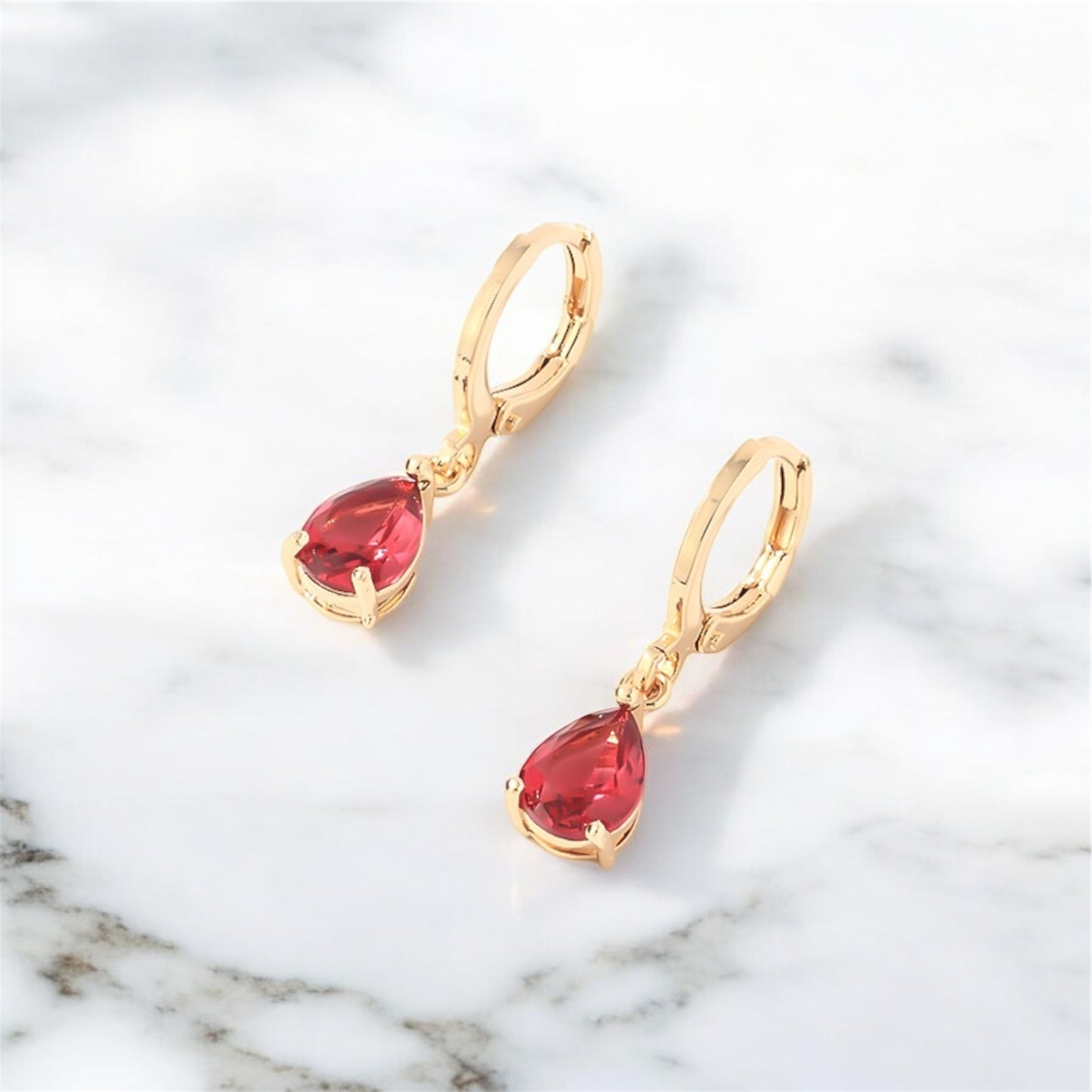 Drop Earrings-Red