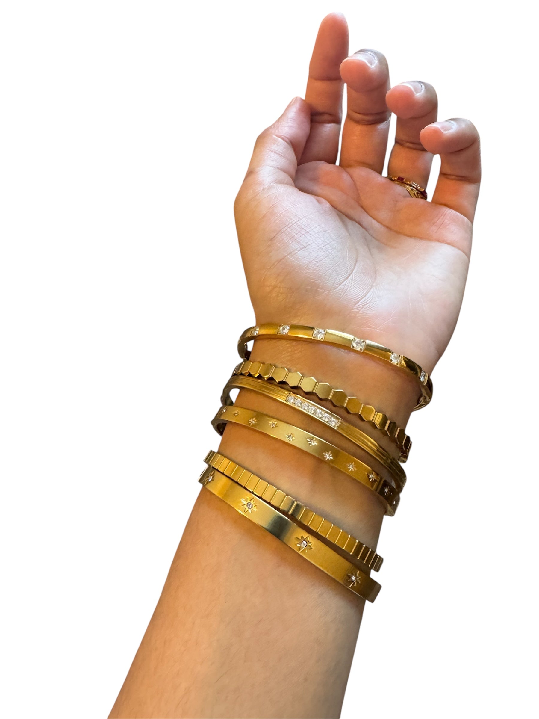 IG Style Individualistic Diamond Inlay Hand Ring Bangles