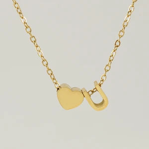 Stylish Letter Pendant Necklace - Gold Plated 18k