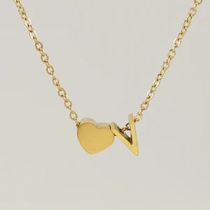 Stylish Letter Pendant Necklace - Gold Plated 18k