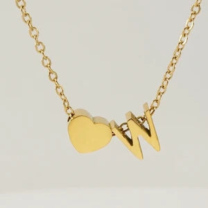 Stylish Letter Pendant Necklace - Gold Plated 18k