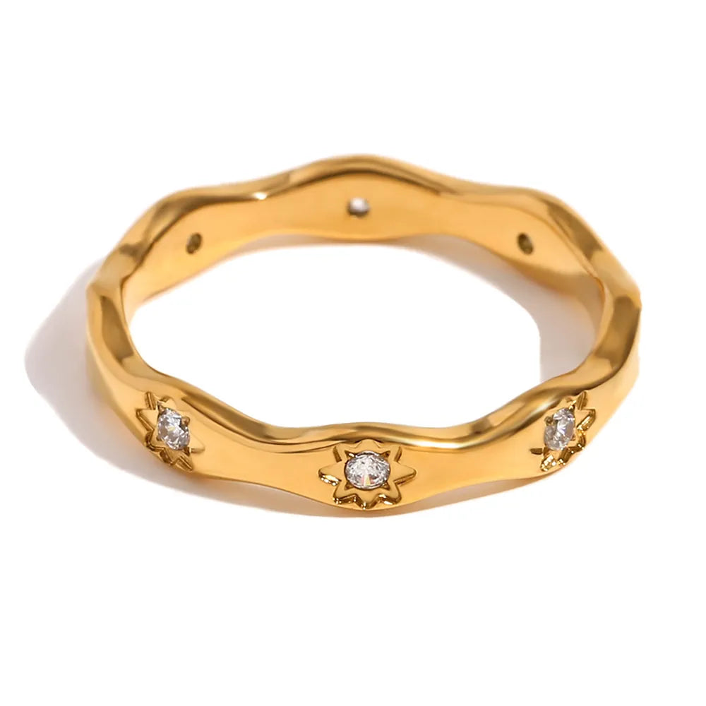 Wavy Star Ring-gold