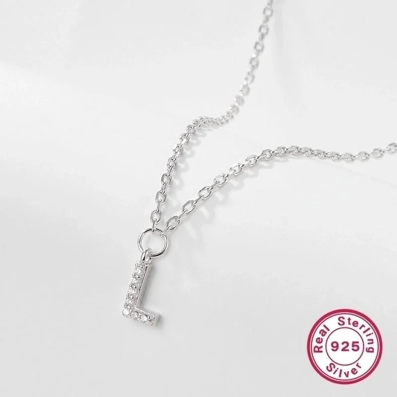Personalized Initial Necklace – White Silver Plated