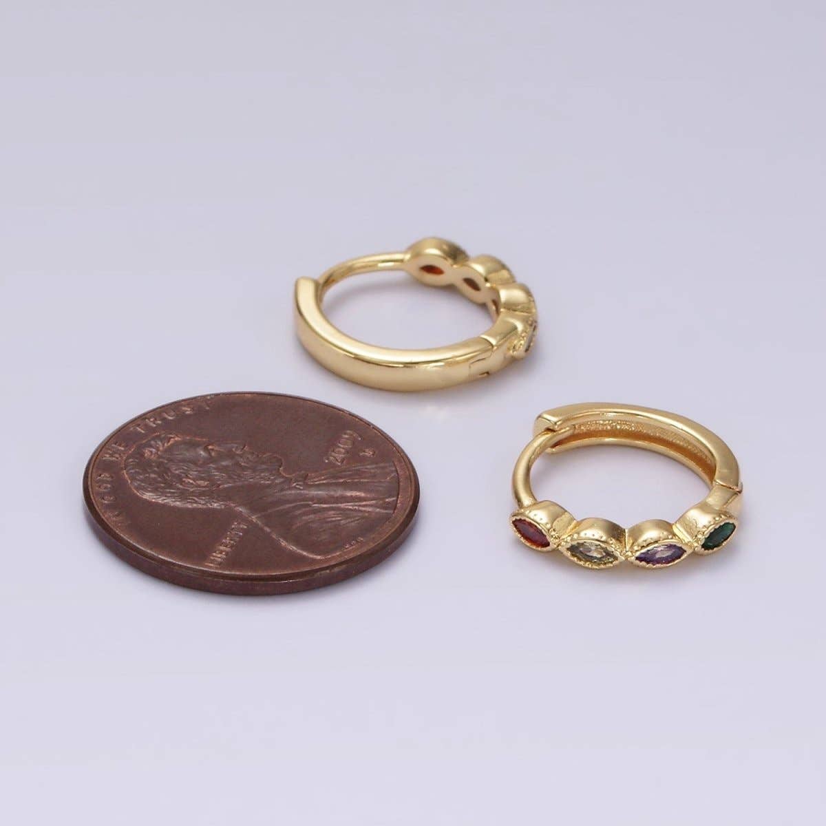 Multicolor Marquise Huggies- 14K Gold Filled