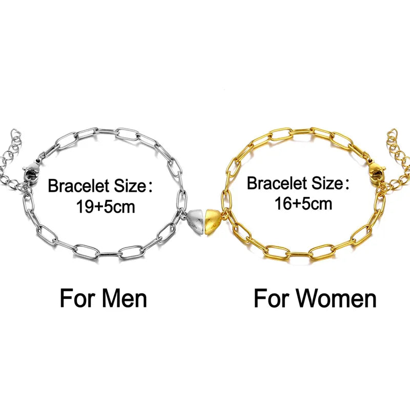 Couple's Matching Gold-Plated Stainless Steel Bracelet Set