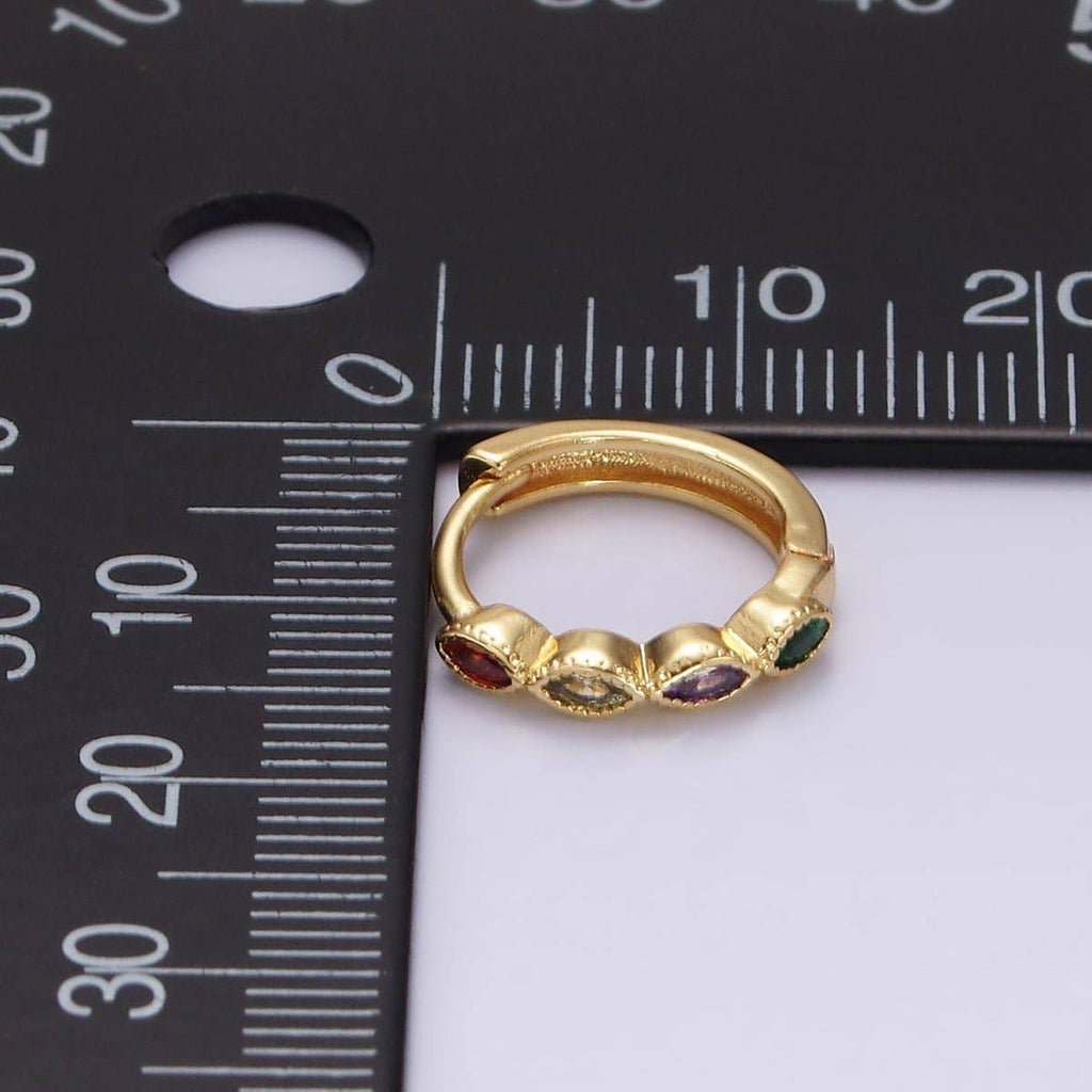 Multicolor Marquise Huggies- 14K Gold Filled