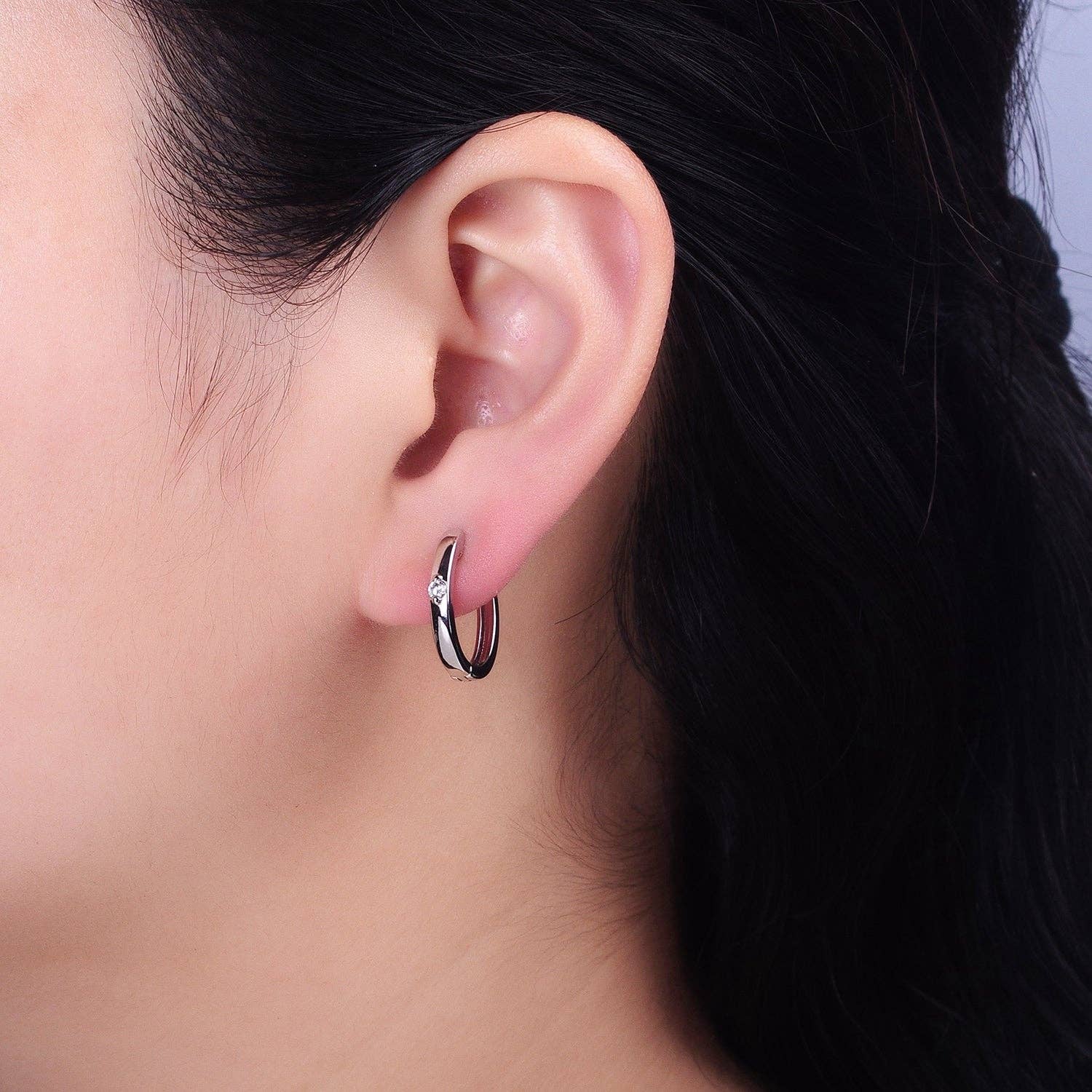 CZ Dotted Gold Huggie Earrings – 16K Gold Filled
